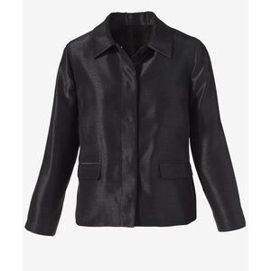 NWT Womens Size 16 Chico's Black Lightweight Shantung Snap Button Front Jacket